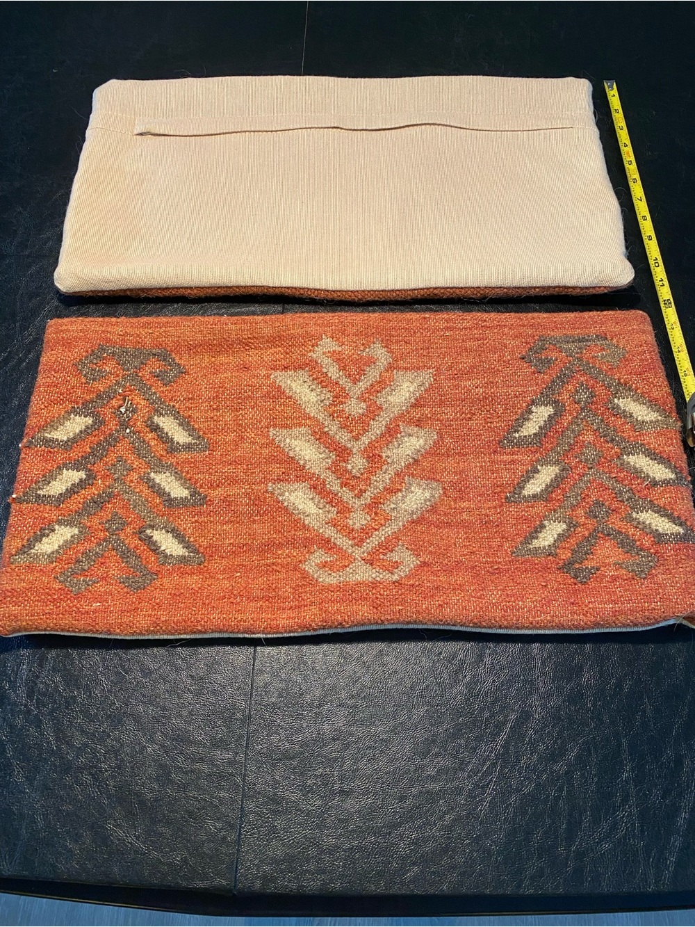 11 x 20 Handwoven Orange and Cream Kilim Accent Pillow Cover - Home Accents